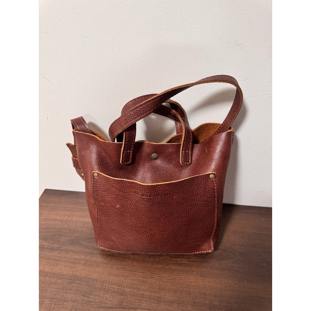 PORTLAND LEATHER Mini Crossbody Tote Nutmeg pebbled Leather